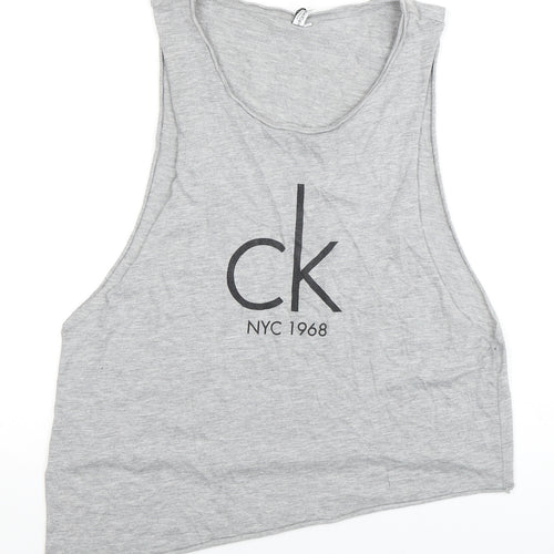 Calvin Klein Unisex Grey Sleeveless T-Shirt M Logo