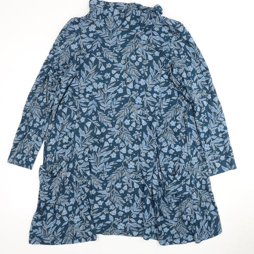 Seasalt Cornwall Blue Floral Cotton Dress - Size 14