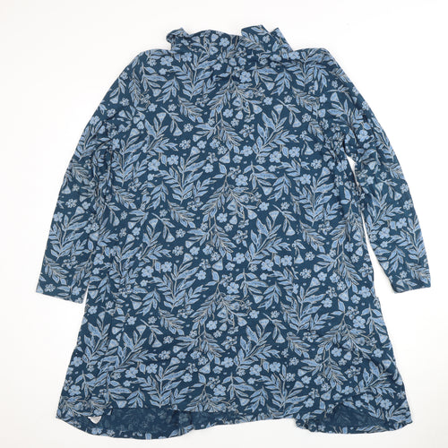 Seasalt Cornwall Blue Floral Cotton Dress - Size 14