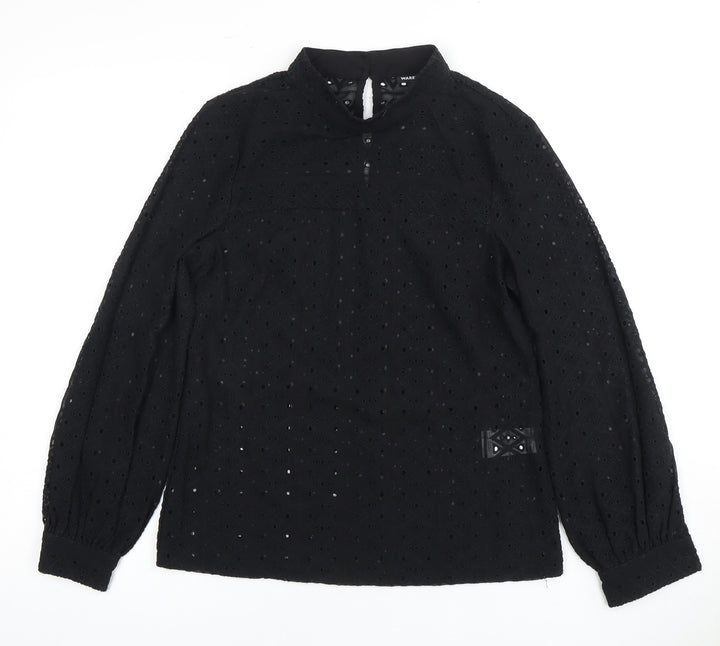Warehouse Black Embroidered Women's Blouse Size 8