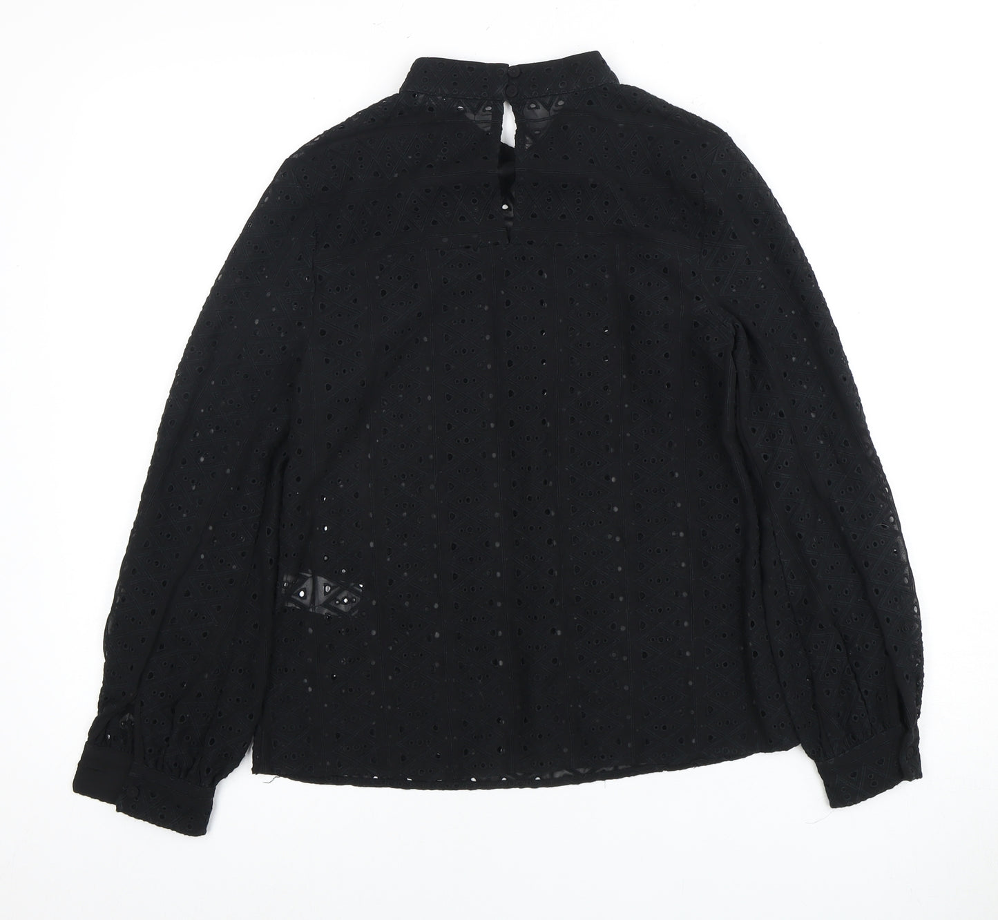 Warehouse Black Embroidered Women's Blouse Size 8