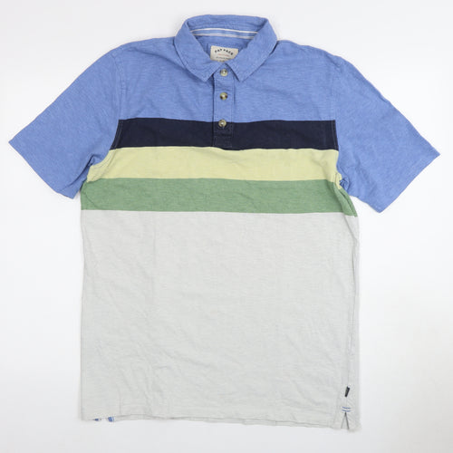 Fat Face Men's L Blue Colourblock Polo Shirt