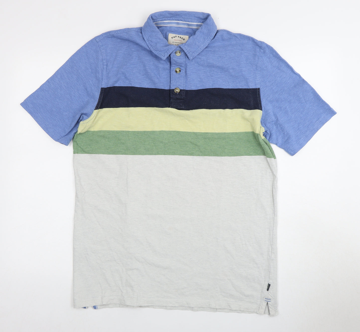 Fat Face Men's L Blue Colourblock Polo Shirt