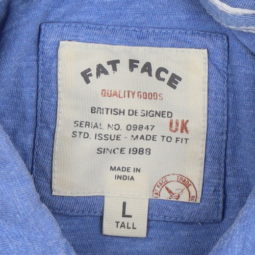 Fat Face Men's L Blue Colourblock Polo Shirt