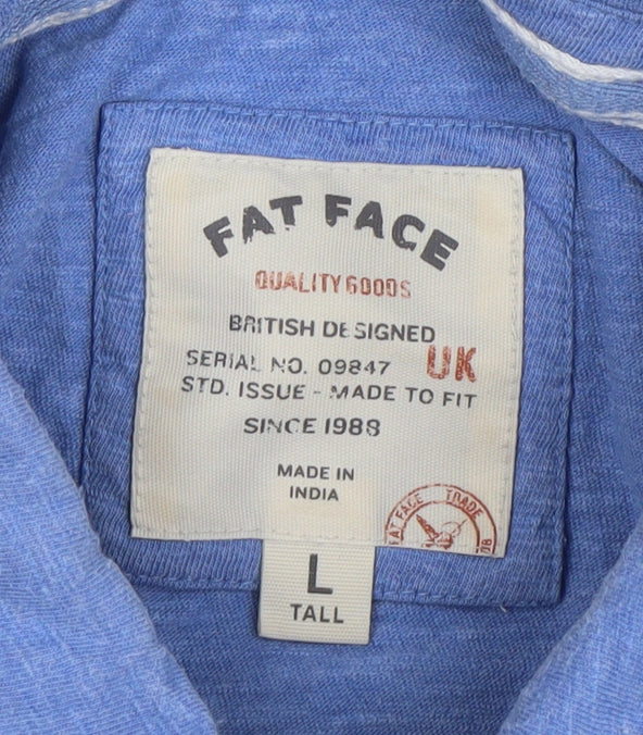 Fat Face Men's L Blue Colourblock Polo Shirt