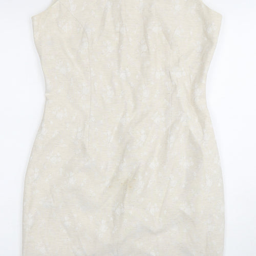 C&A Women's Ivory Sheath Dress, Size 12, Round Neck