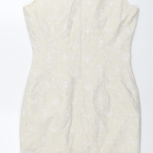 C&A Women's Ivory Sheath Dress, Size 12, Round Neck
