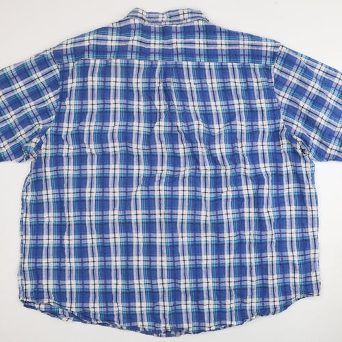 Cotton Traders Men's 5XL Blue Check Short Sleeve Shirt