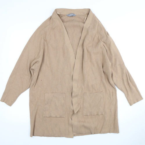 Principles Women's Beige Open Front Cardigan Size 16 with Pockets