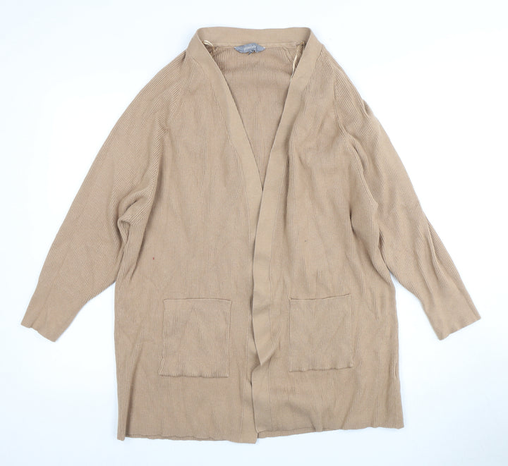 Principles Women's Beige Open Front Cardigan Size 16 with Pockets