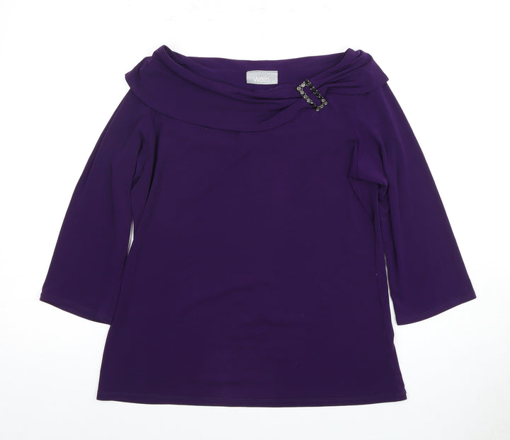 Wallis Women's Purple Cowl Neck Blouse Size 14