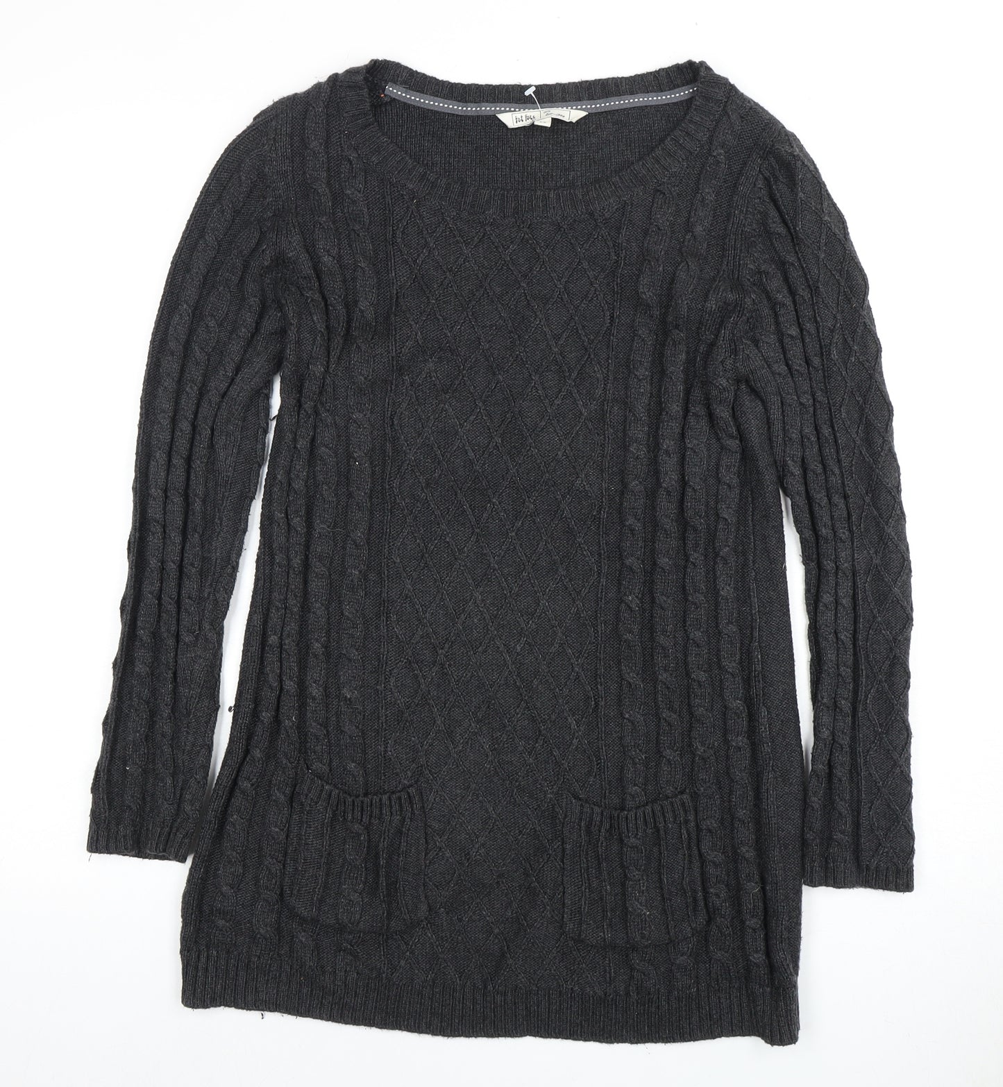 Fat Face Women's Grey Cable Knit Jumper Size 14