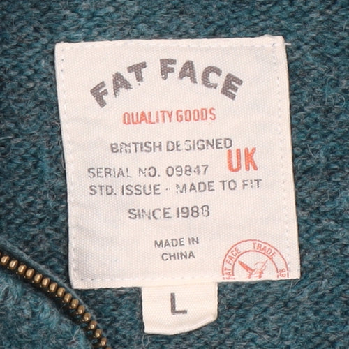 Fat Face Men's Blue Full Zip Knit Jumper L