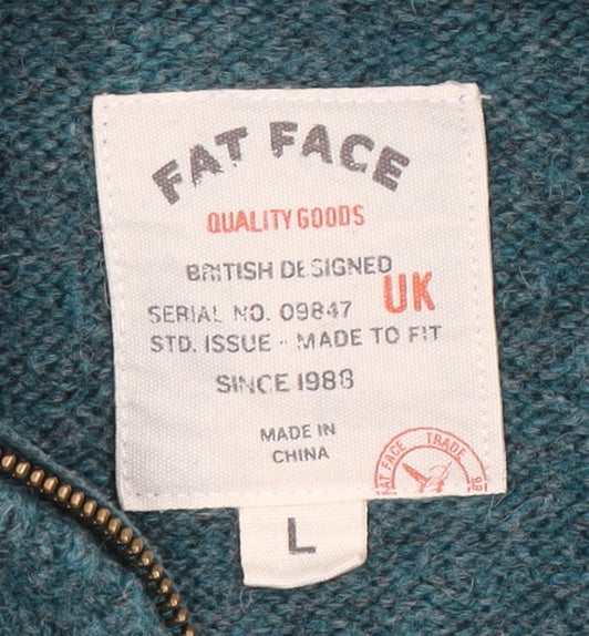 Fat Face Men's Blue Full Zip Knit Jumper L