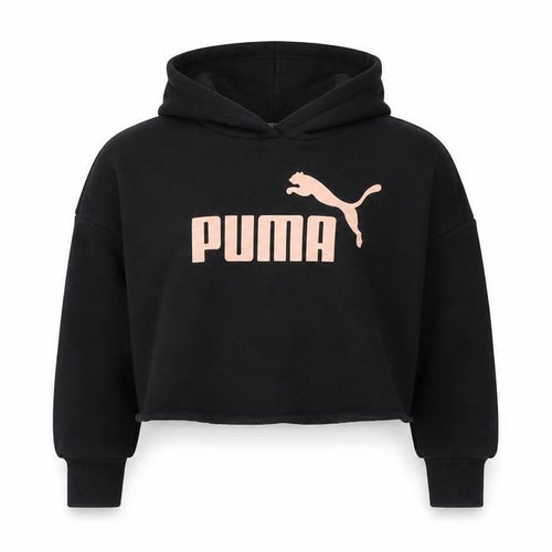 Puma Girls Black Hoodie Logo Pullover 11-12 Years Casual