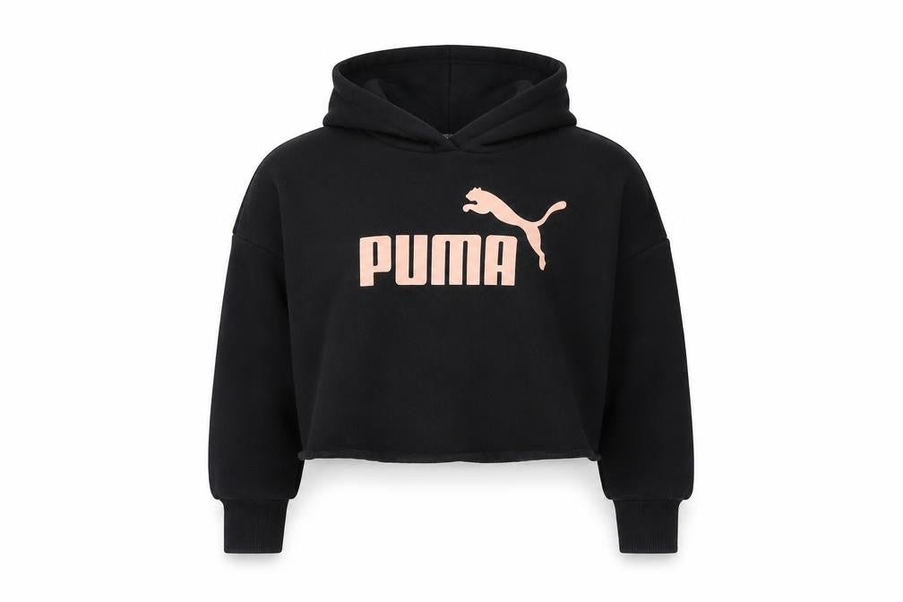 Puma Girls Black Hoodie Logo Pullover 11-12 Years Casual