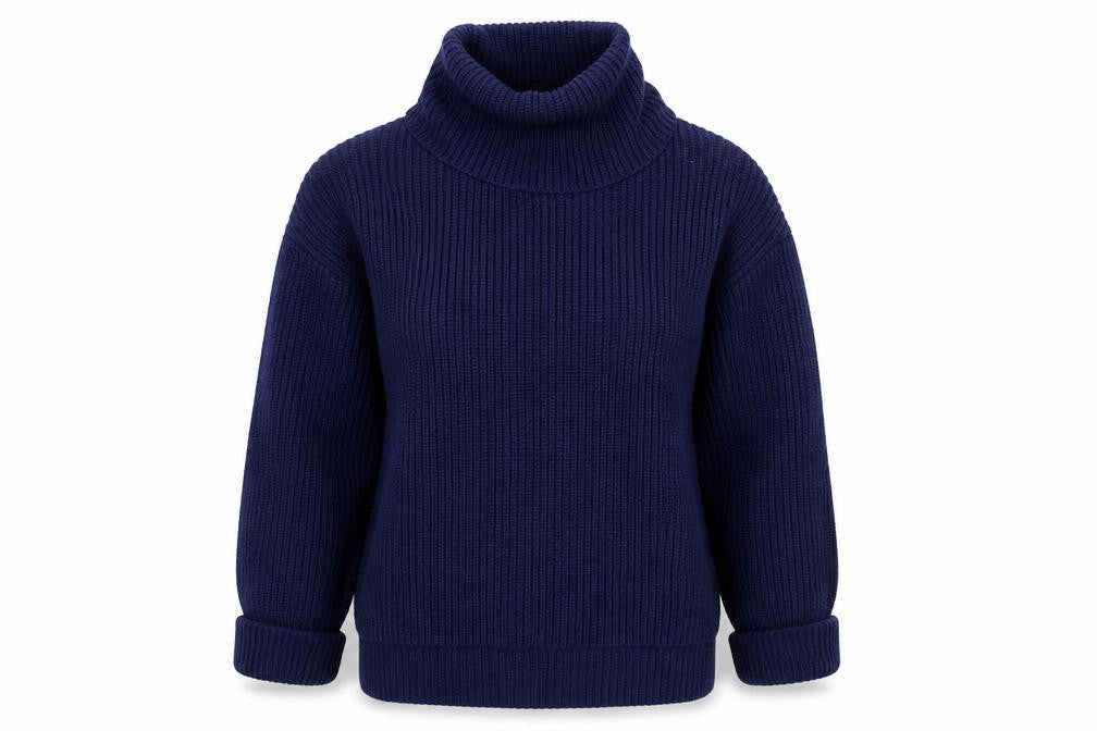 Front view of Phase Eight Women's Blue Roll Neck Jumper XS