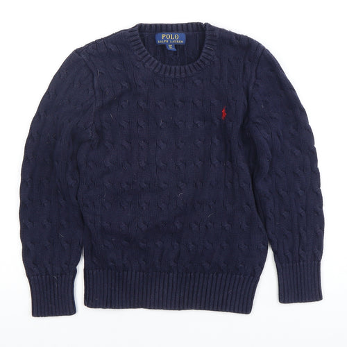 Polo Ralph Lauren Boys Blue Cable-Knit Jumper 8 Years