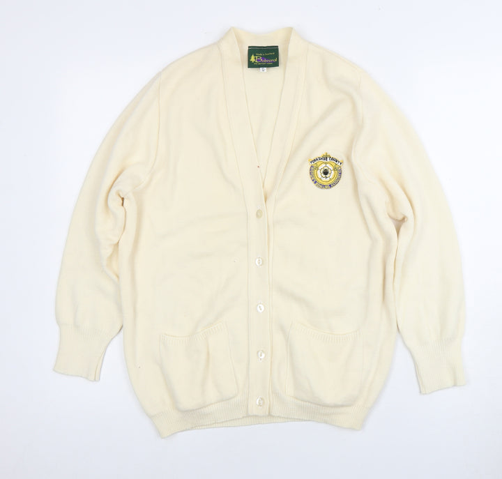 Balmoral Women's Ivory Cardigan 12 V-Neck Wool