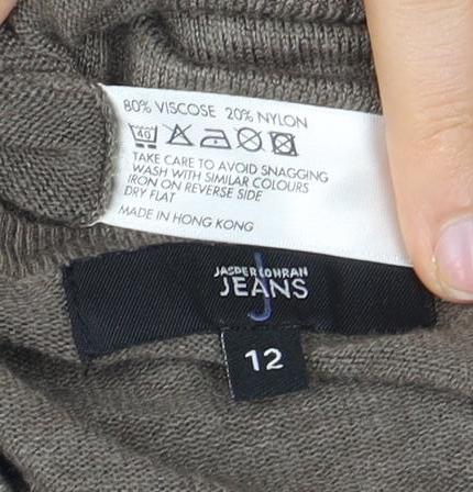 J Jeans Women's Brown Cardigan Size 12 Button-Up Knit