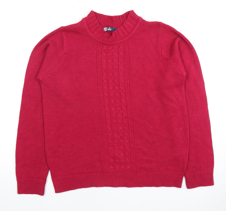 Isle Women's Red Cable-Knit Mock Neck Jumper, Size S