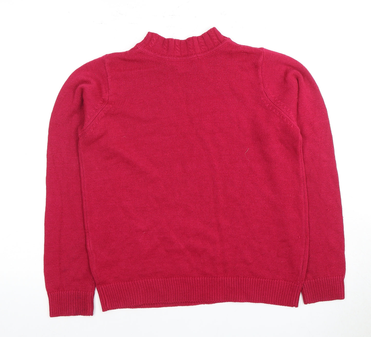 Isle Women's Red Cable-Knit Mock Neck Jumper, Size S