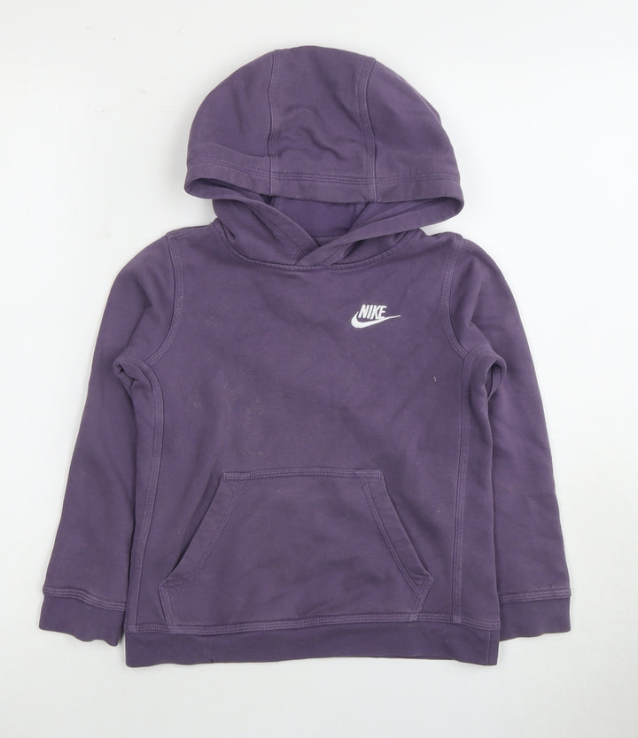 Nike Girls Purple Hoodie XS Pullover with Logo