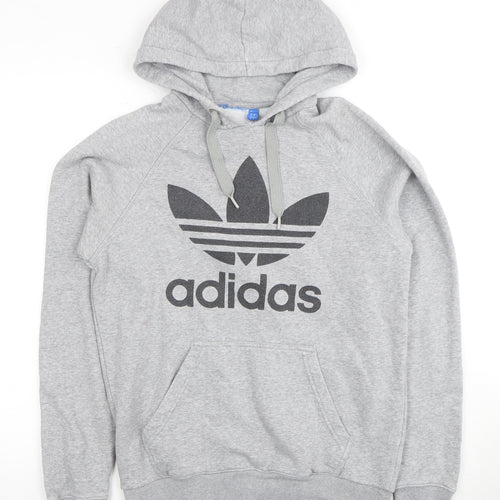 Adidas Men's Grey Pullover Hoodie, Size S, Logo Design