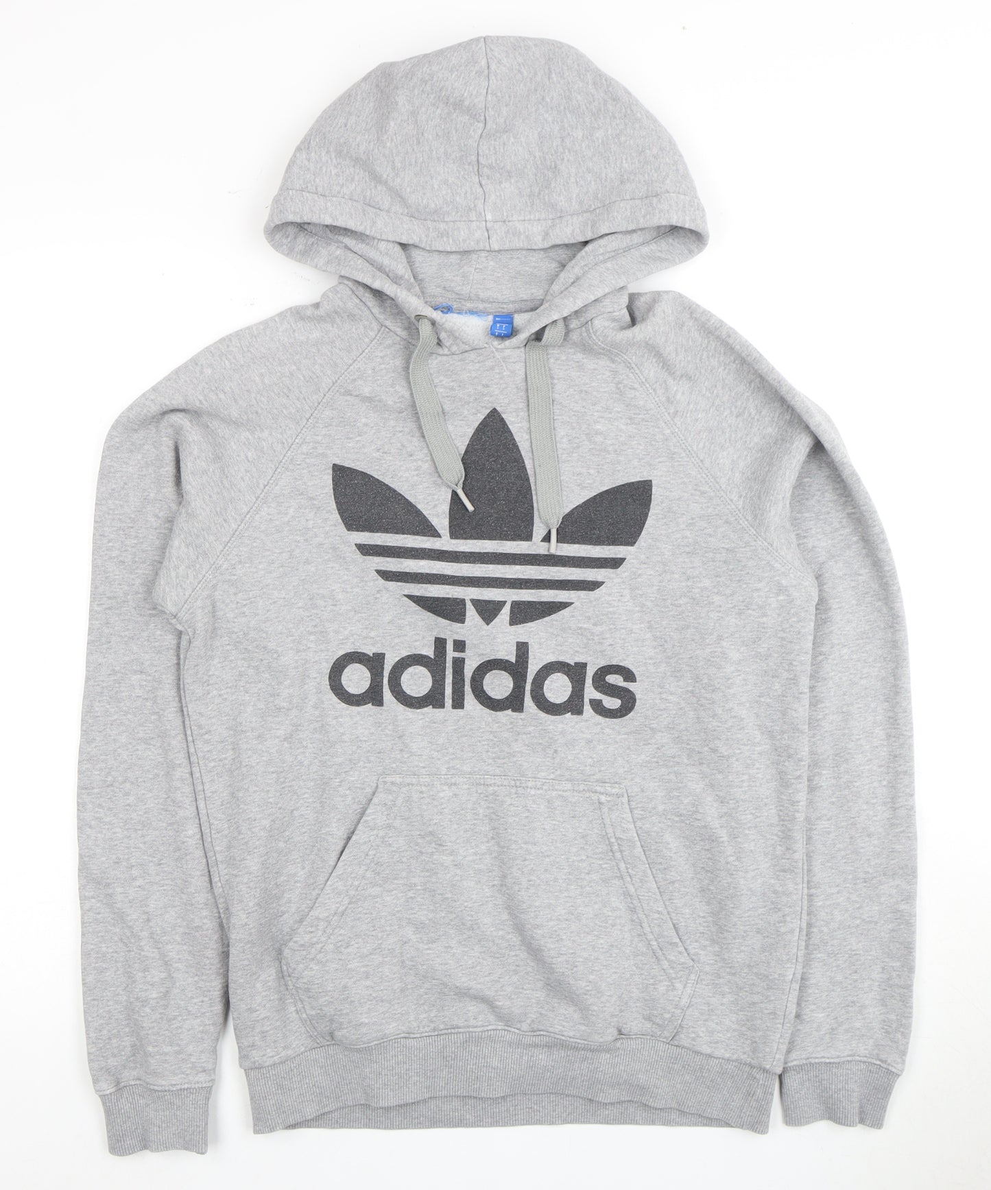 Adidas Men's Grey Pullover Hoodie, Size S, Logo Design