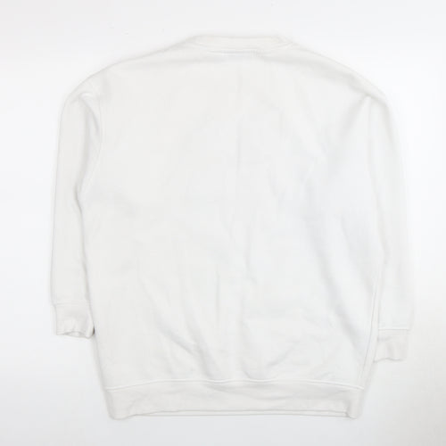 White Pullover Sweatshirt, Unisex 2XS, Graphic Print, Casual