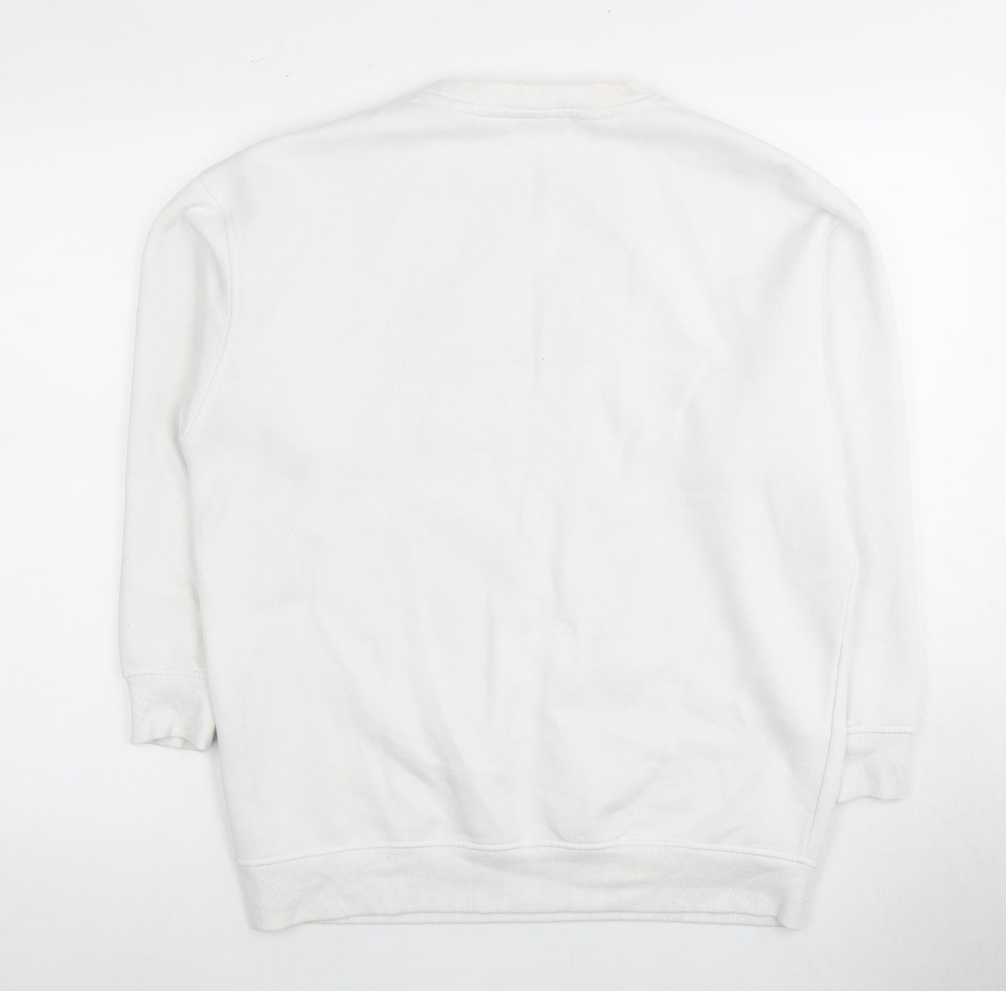 White Pullover Sweatshirt, Unisex 2XS, Graphic Print, Casual