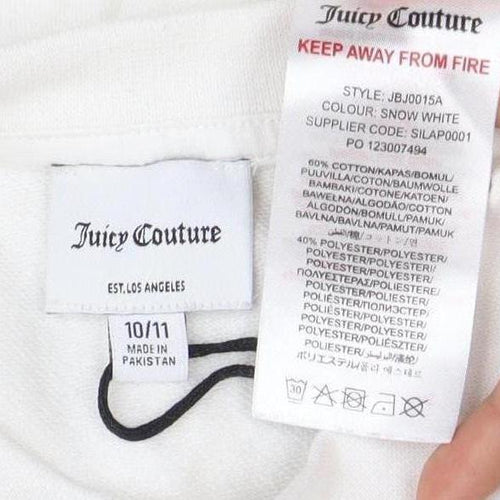 Juicy Couture Girls White Pullover Sweatshirt, 11 Years