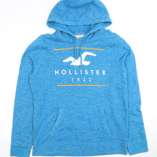 Hollister Men's Blue Pullover Hoodie Medium