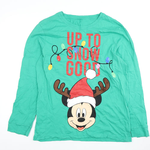 Disney Men's Green Mickey Mouse Christmas T-Shirt L