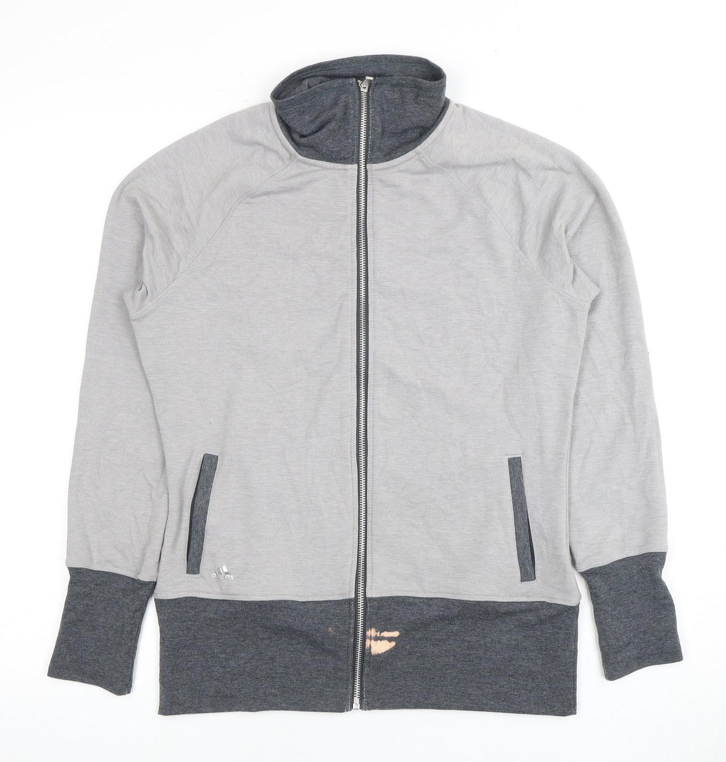 Adidas Grey Full Zip Sweatshirt Unisex M Lightweight