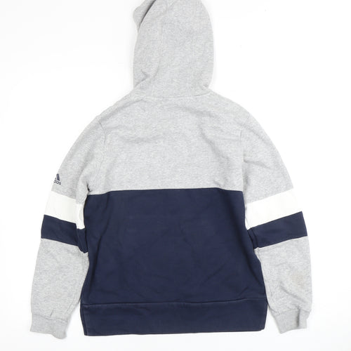 Adidas Boys Grey Blue Pullover Hoodie - 11-12 Years