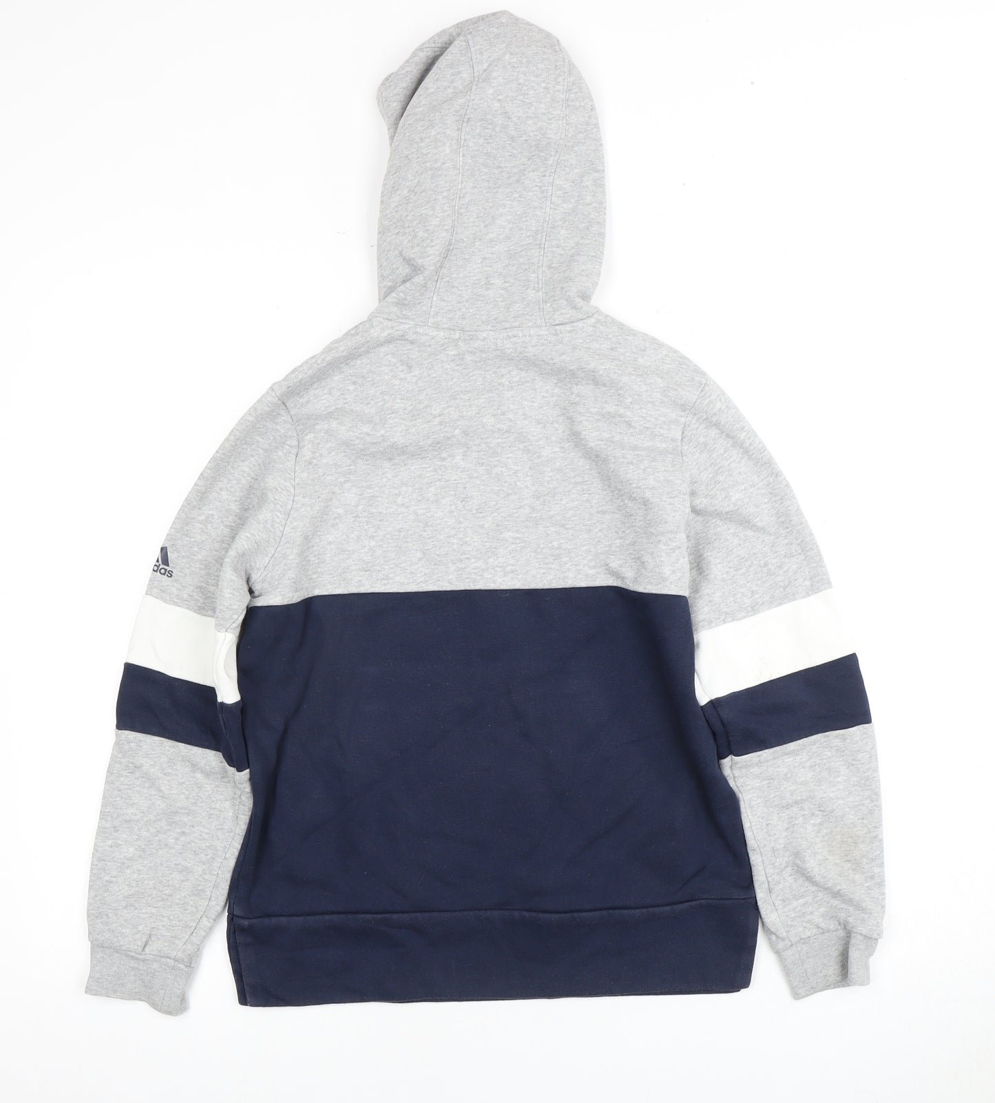 Adidas Boys Grey Blue Pullover Hoodie - 11-12 Years