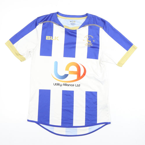 BLK Boys Blue and White Striped Football Jersey, Size 14