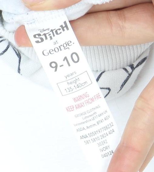 George Boys White Stitch Hoodie 9-10 Years Pullover