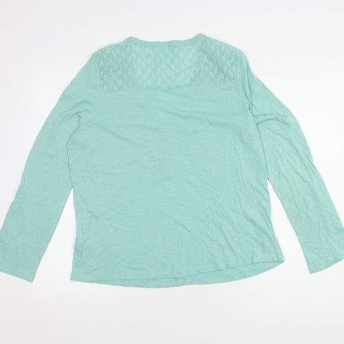 WoolOvers Women's Blue V-Neck Blouse M Long Sleeve