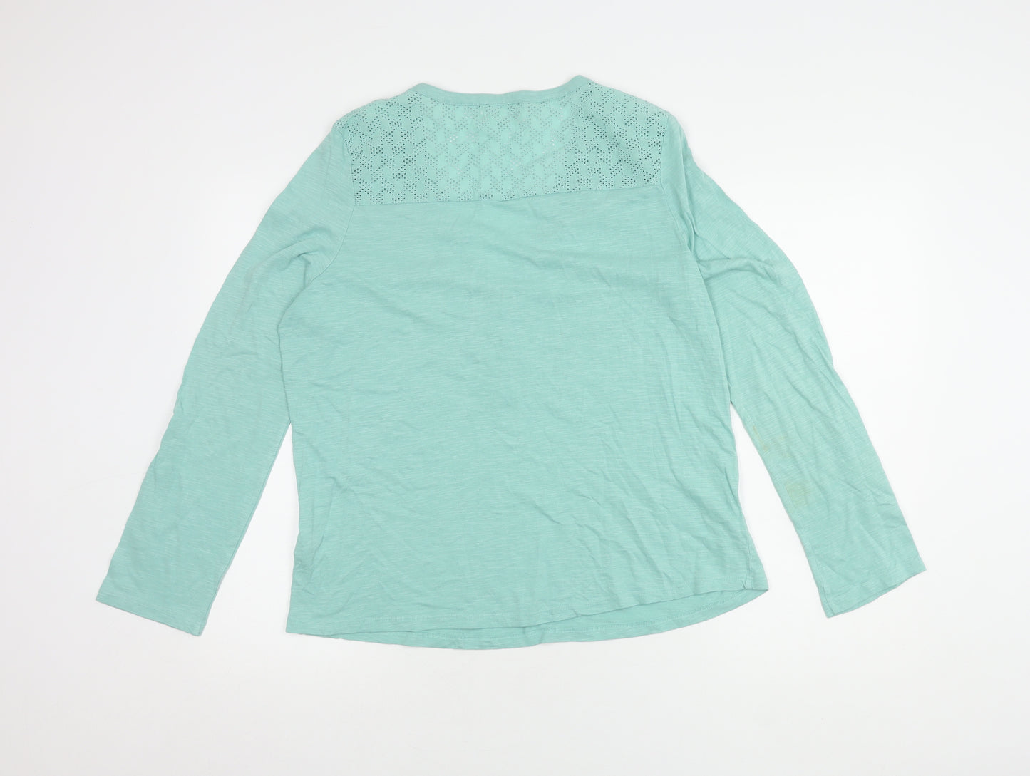 WoolOvers Women's Blue V-Neck Blouse M Long Sleeve