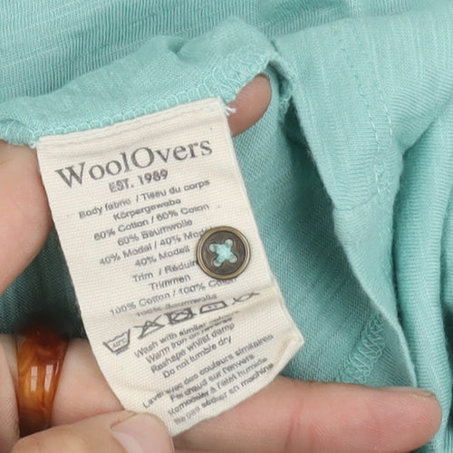 WoolOvers Women's Blue V-Neck Blouse M Long Sleeve