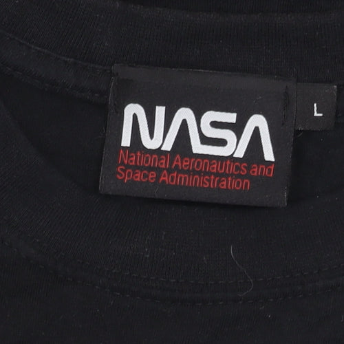 NASA Men's Black T-Shirt L Cotton Crew Neck Graphic
