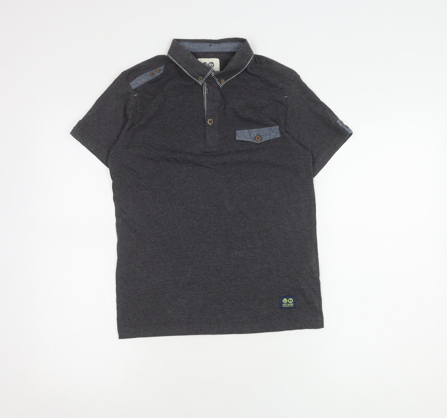Haywire Boys' Grey Polo Shirt, Medium, Short Sleeve, Casual