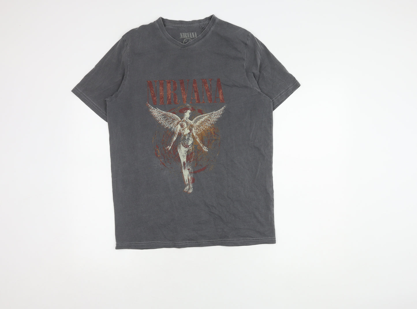 Next Men’s Grey Nirvana T-Shirt, Size S, Band Graphic