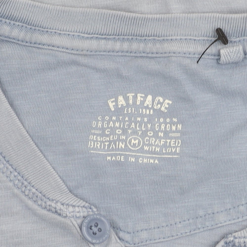 FatFace Men's Blue Cotton V-Neck T-Shirt, Size M