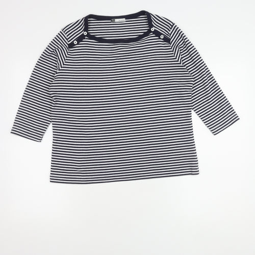 Viz-A-Viz Women's Navy Striped T-Shirt, Size 16