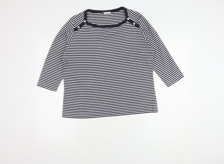 Viz-A-Viz Women's Navy Striped T-Shirt, Size 16