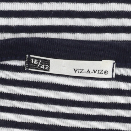 Viz-A-Viz Women's Navy Striped T-Shirt, Size 16
