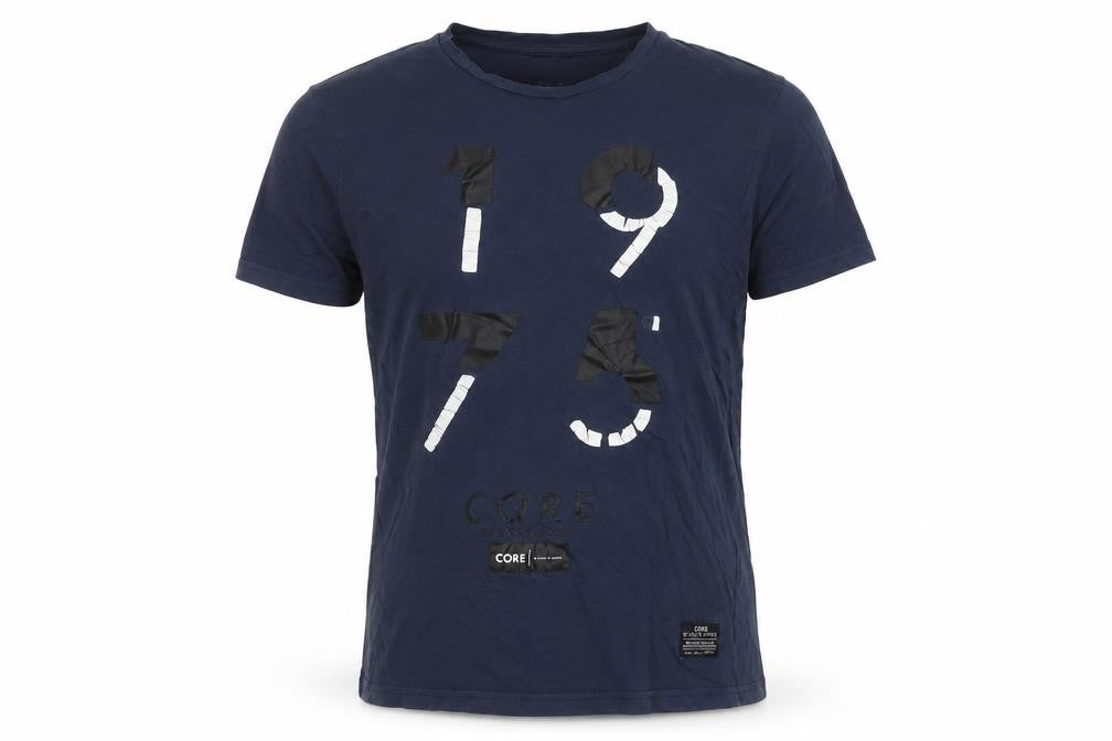 Front view of Jack & Jones Men's Blue Graphic Print T-Shirt M